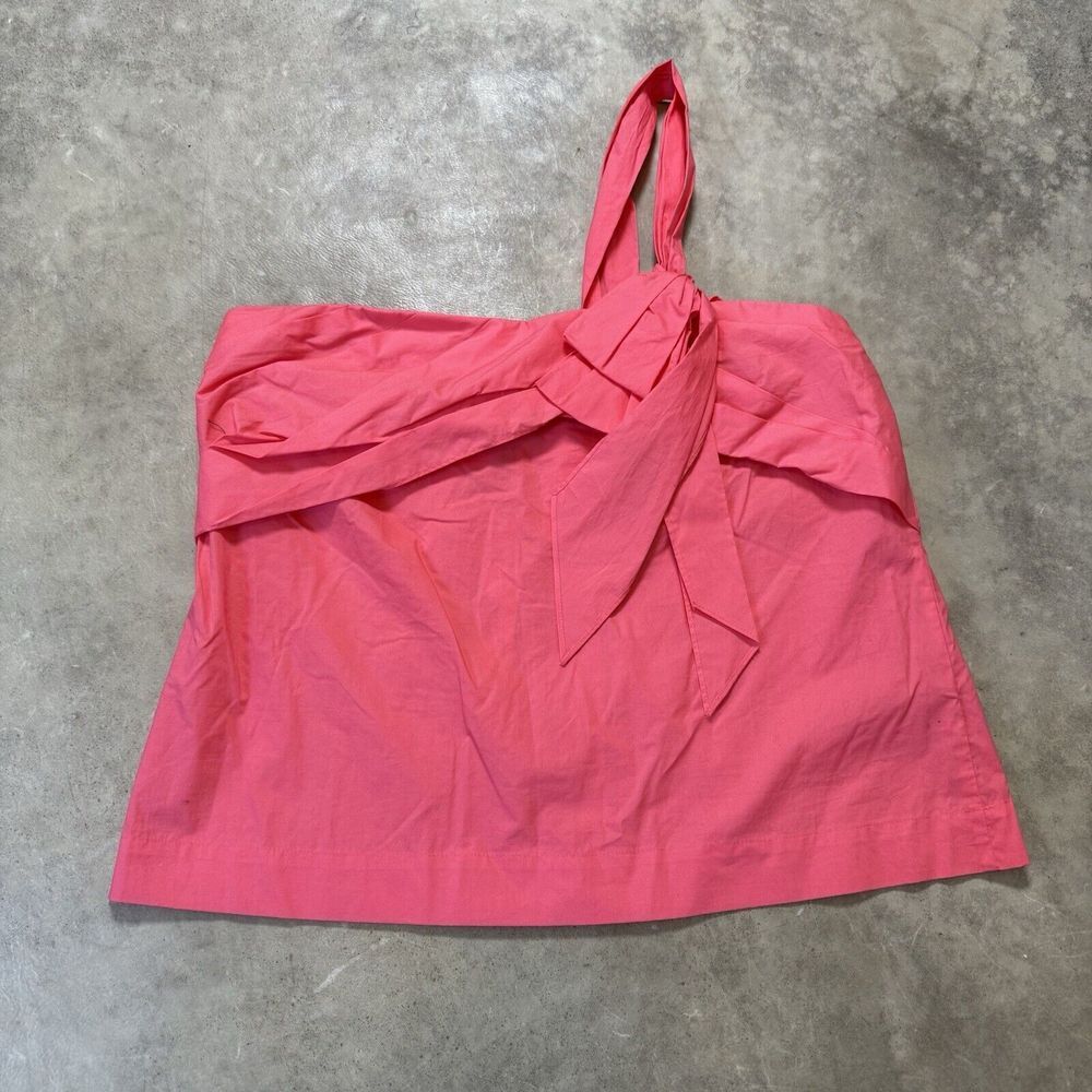 J.Crew Tank Top Womens 14 Wildflower Pink One‎ Shoulder Bow Sleeveless Cotton